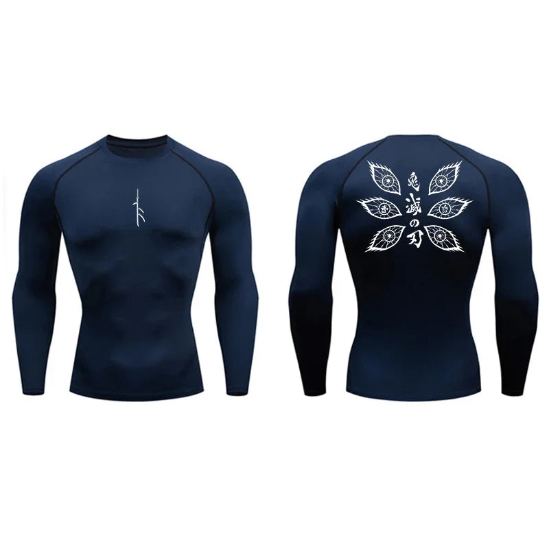 Gym Workout Running T-shirt Men Graphic Print Compression Shirt Breathable T-shirt Top Sports Quick-drying Bottoming Sportswear