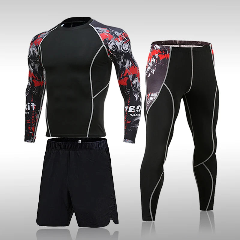 Men's Compression Sport Suits Gym Tights Training Clothes Workout Jogging Set Running Rashguard Tracksuit Sportswear For Men