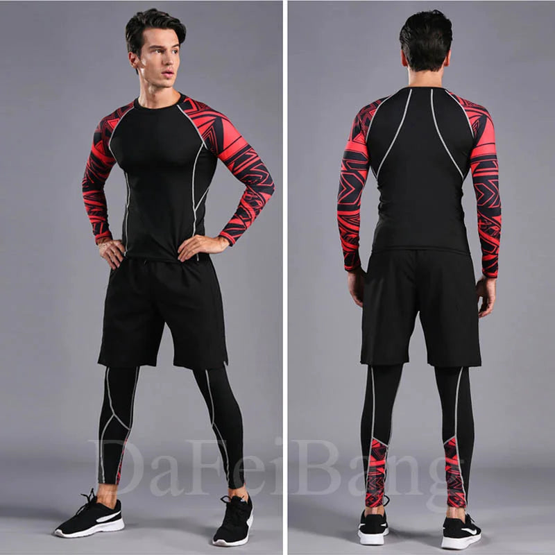 Men's Compression Sport Suits Gym Tights Training Clothes Workout Jogging Set Running Rashguard Tracksuit Sportswear For Men
