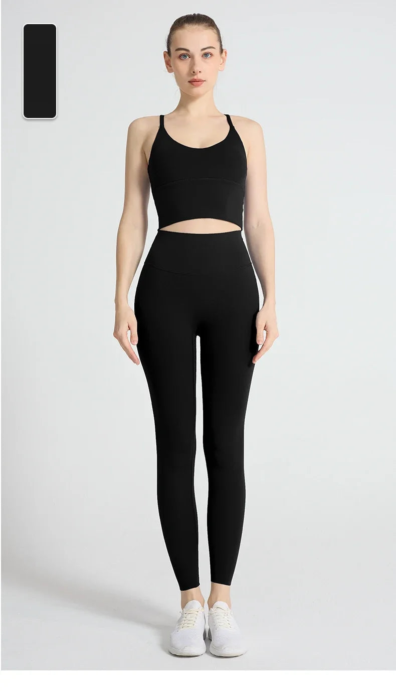 2PCS Women Yoga Set Sport Suit Gym wear Workout Clothes Sports Crop Top High Waist Legging Fitness Bra Set Breathable Gym Suits