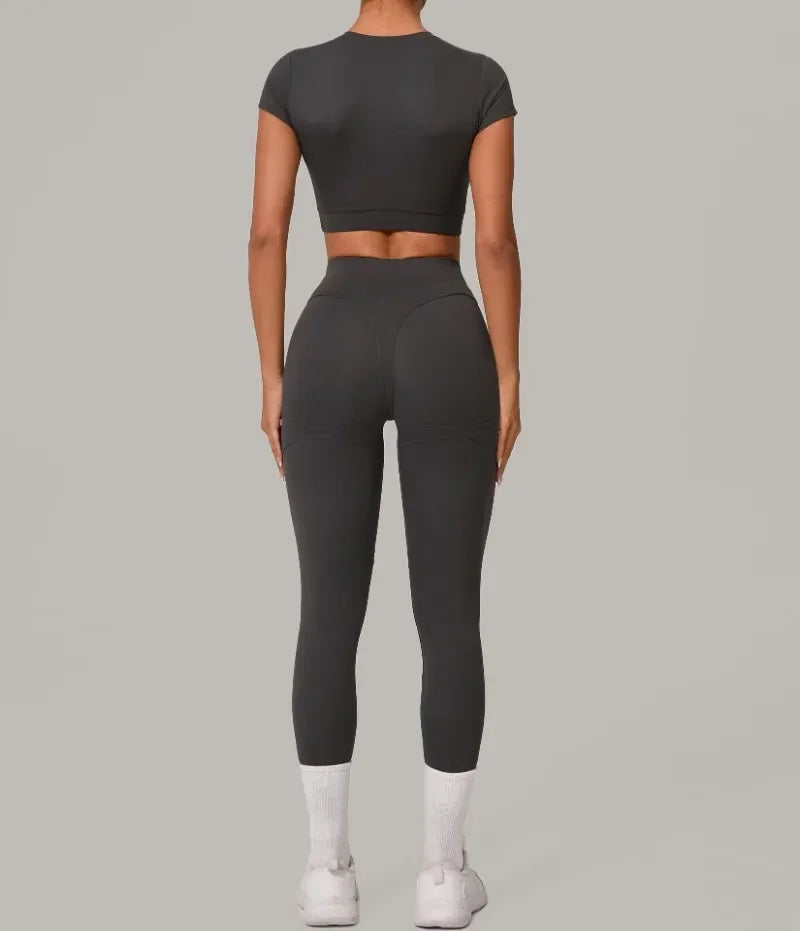 Seamless Yoga Sets Sports Fitness High Waist Hip Lift Tight Breathable Tracksuit Workout Clothing Gym Leggings Suit for Women