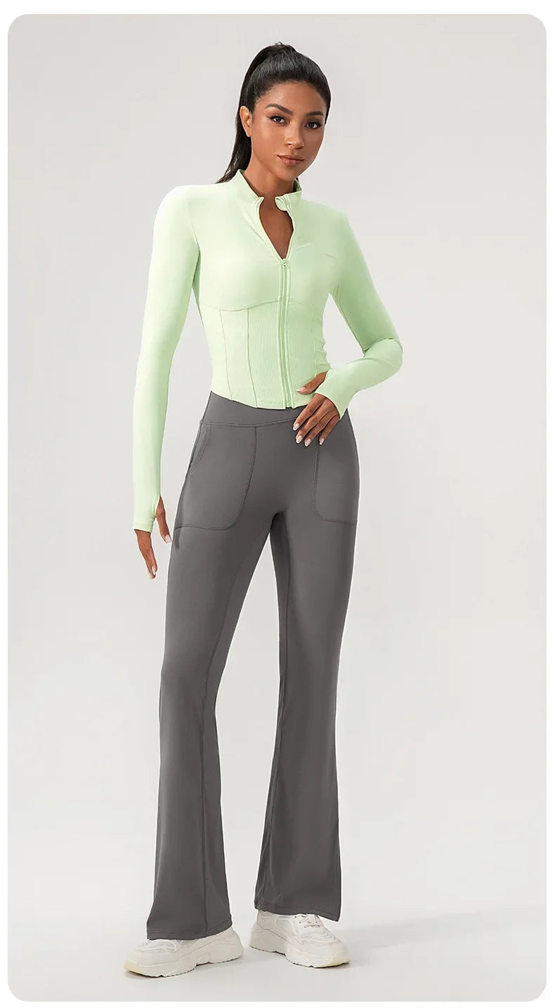 Yoga Suit Women Gym Set Long Sleeve Zipper Sport Women Tracksuit Running Workout Sportswear Female Sports Shirt Slim Fit