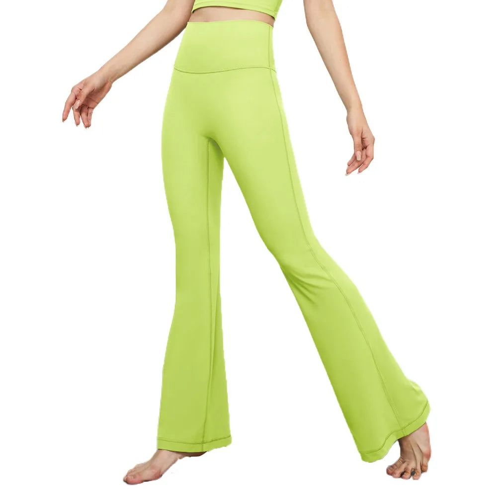 Gym High Waist Sports Flared Pants Wide Leg Hip Lifting Yoga Pants Breathable Stretchy Fitness Pants Exercise