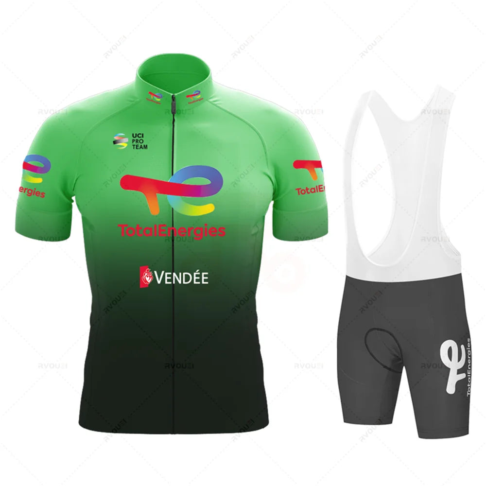 Cycling Clothing Sets for Men, Breathable Anti-UV Bicycle Wear, Short Sleeve Bike Jersey, Summer, New, Total Energies, 2025