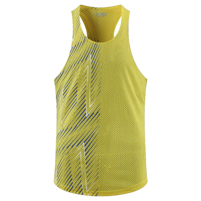 Men Casual Sport Vests Quick Dry Breathable Fitness Running Gym Sleeveless Mesh Workout Vests Prints Bodybuilding Muscle Singlet