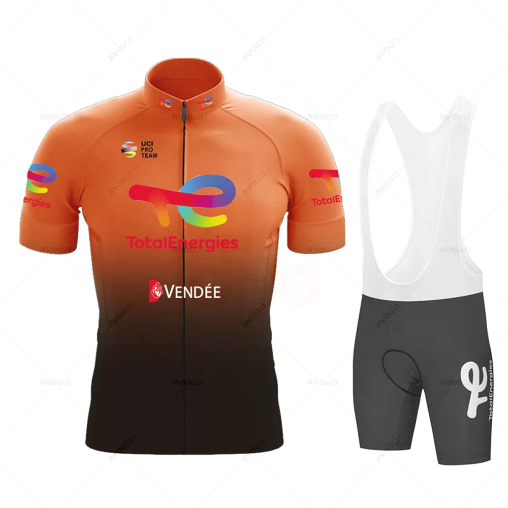Cycling Clothing Sets for Men, Breathable Anti-UV Bicycle Wear, Short Sleeve Bike Jersey, Summer, New, Total Energies, 2025