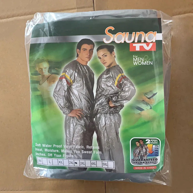 Men Women Sports Outfits Sauna Sweat Sets Long Sleeve Pullover Top Long Pants PVC Sweating Suit for Gym Workout Yoga Sportswear