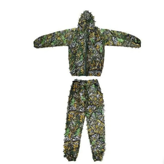 Men Women  Outdoor Ghillie Suit Camouflage Clothes Jungle Suit CS Training Leaves Clothing Hunting Suit Pants Hooded Jacket