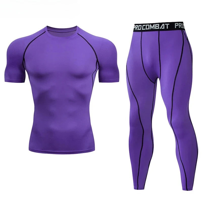 Men's compression sportswear GYM tight fitting sports suit exercise jogging MMA fitness sports suit