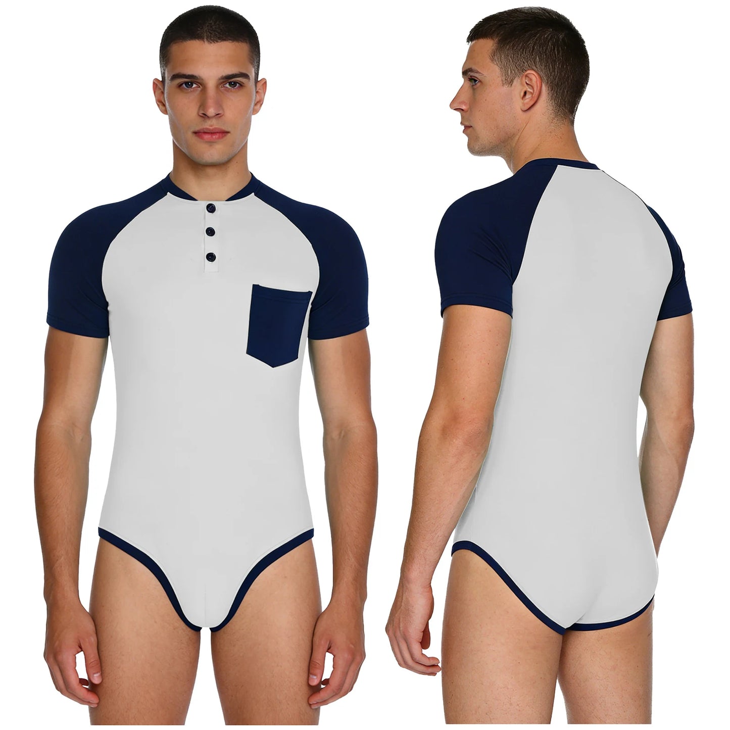 Men Adult Bodybuilding Wrestling Bodysuit Short Sleeve Slim Fit Shirt Jumpsuit for Daily Casual Workout Gym Sports Outfits