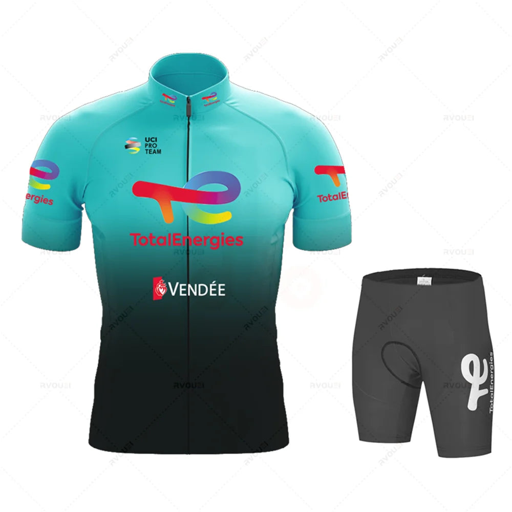Cycling Clothing Sets for Men, Breathable Anti-UV Bicycle Wear, Short Sleeve Bike Jersey, Summer, New, Total Energies, 2025