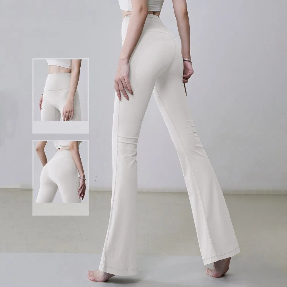 Gym High Waist Sports Flared Pants Wide Leg Hip Lifting Yoga Pants Breathable Stretchy Fitness Pants Exercise