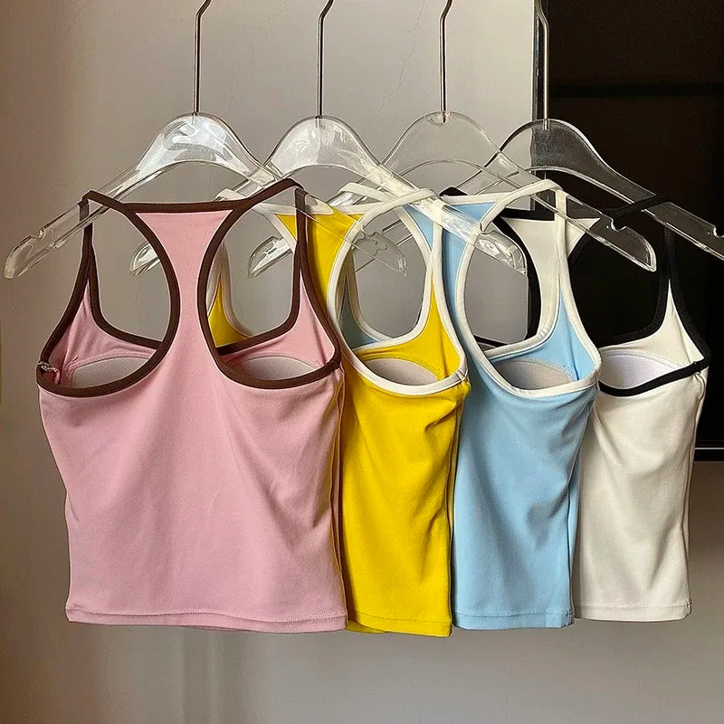 Sports and Fitness Vest with Chest Pad Summer Shockproof Beauty Back Nude Feeling Suit Pilates Training Yoga Top Yoga Clothing