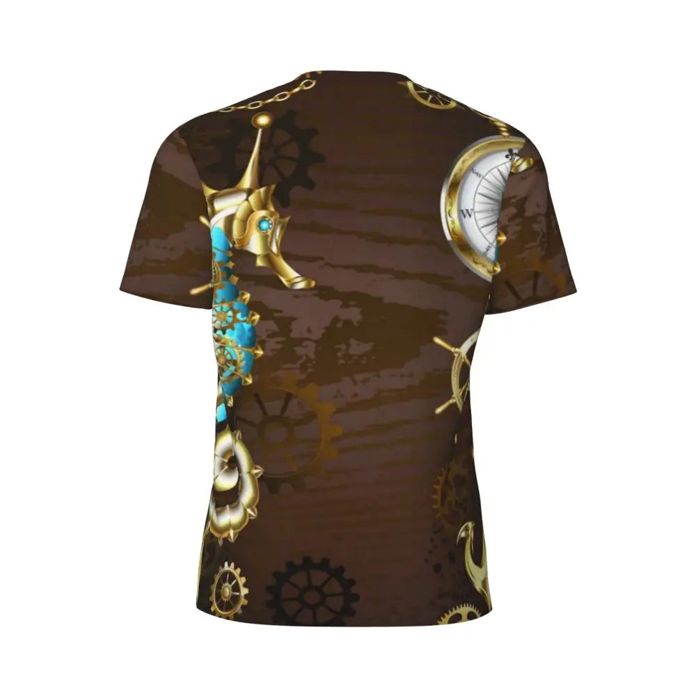 Gym T Shirt For Men Steampunk Design T-Shirts Fashion Wonderful Clockwork Vintage Summer Tees O Neck Streetwear Design Tops