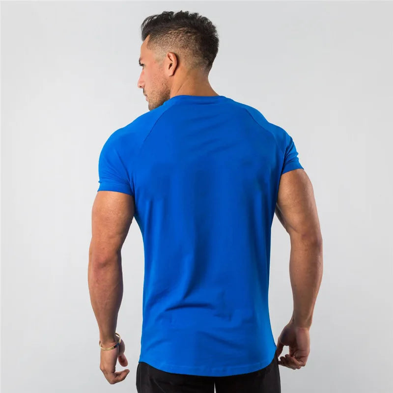 Men's Summer Skinny Casual T-Shirt Short Sleeve Tee Male Gym Fitness Sport Cotton Tops Man Running Workouts Sweatshirt Clothing