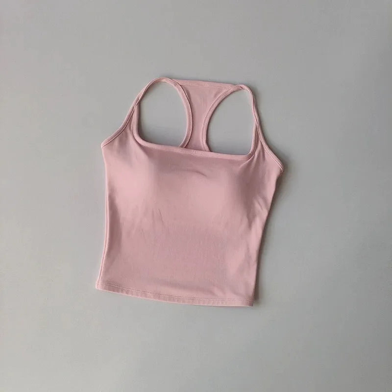 Sports and Fitness Vest with Chest Pad Summer Shockproof Beauty Back Nude Feeling Suit Pilates Training Yoga Top Yoga Clothing
