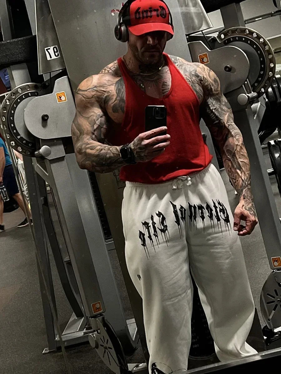 2025 European and American Men's New Year Wear Sports Pants Casual Sports Training Pants Men's Gym Pants