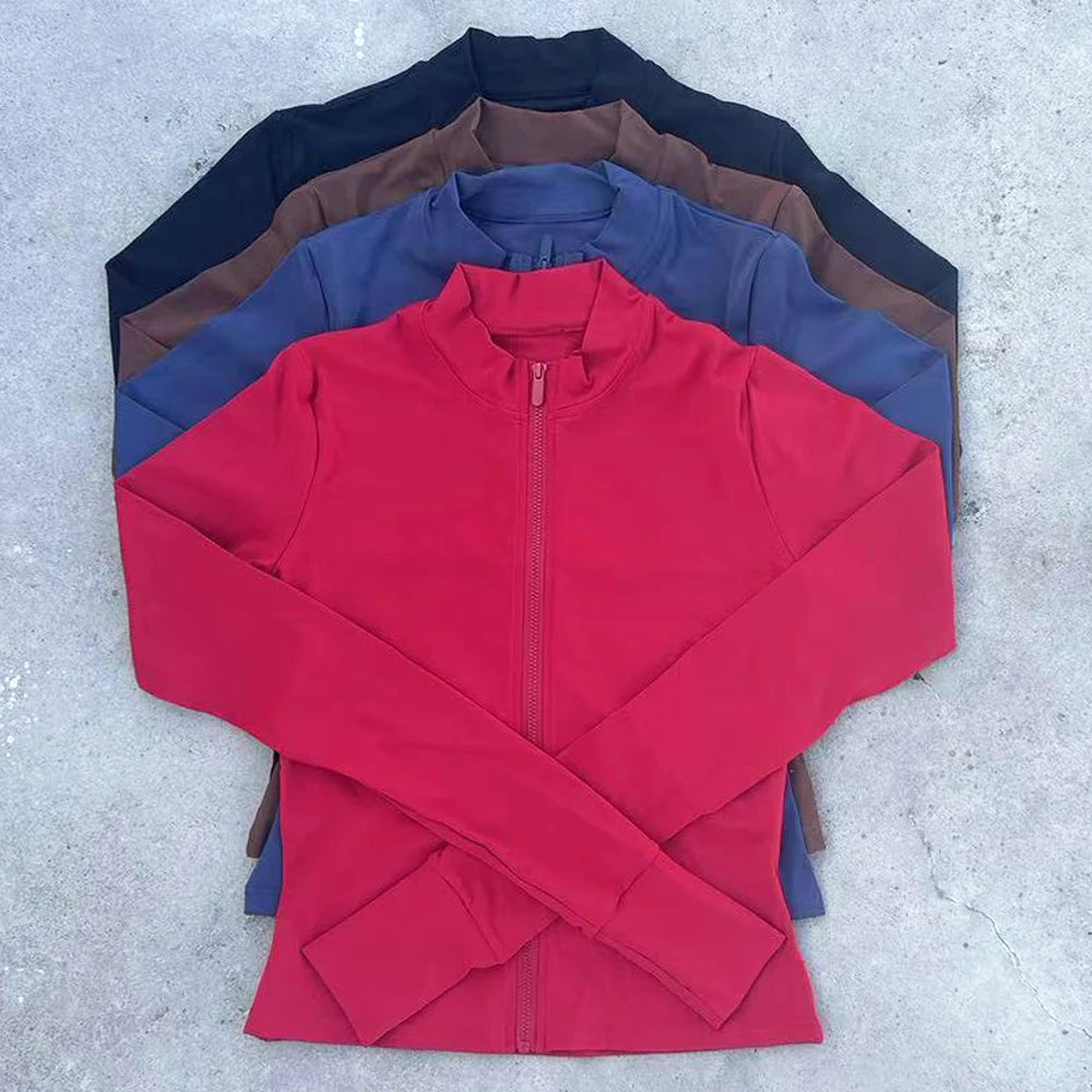 Women Sport Jacket Long Sleeve Shirt Workout Coat Gym Training Clothing Yoga Sportswear