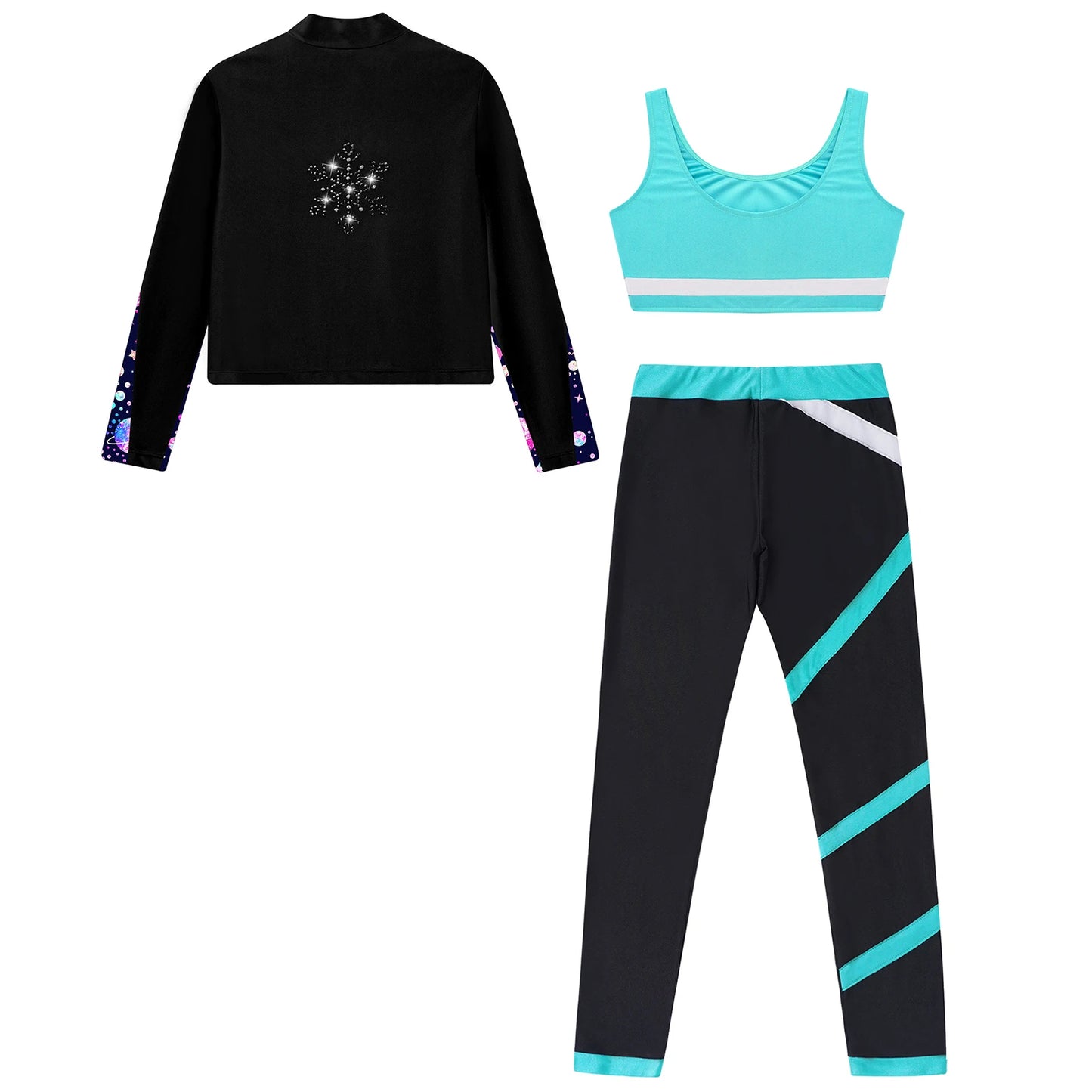 Children's Sport Suits Kids Sports Set For Girls Gym Athletic Outfits Vest with Legging Long Sleeve Zipper Sweatshirt Sportswear