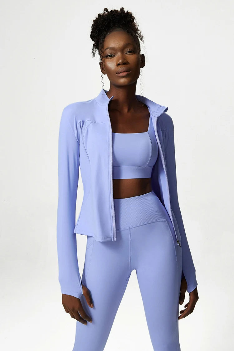 3Pcs Fitness Yoga Set Women Workout Athletic Clothing Long Sleeve Shirt Gym Bras High Waist Leggings Tights-Fitting Sportswear