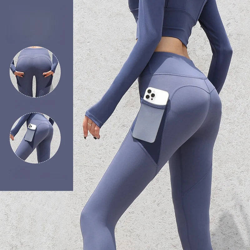 High Waist Jogger Mesh Side Pocket Fitness Gym Legging Sport Outfit for Woman Yoga Wear Tight Gym Workout Running Bike Clothing