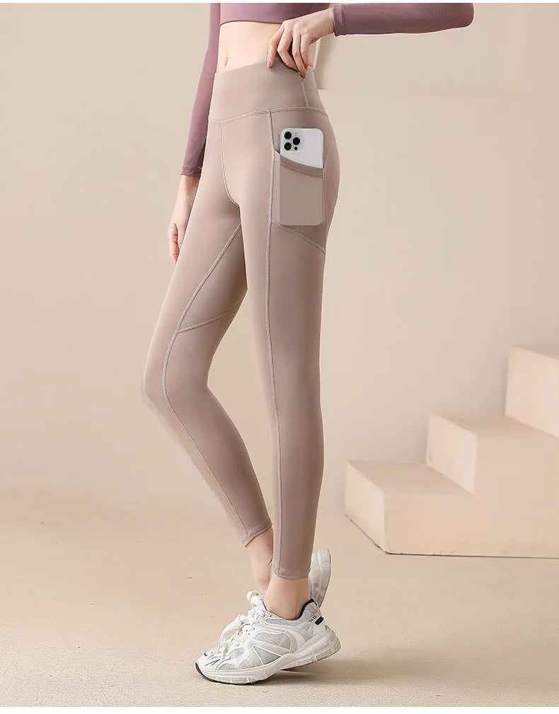 High Waist Jogger Mesh Side Pocket Fitness Gym Legging Sport Outfit for Woman Yoga Wear Tight Gym Workout Running Bike Clothing