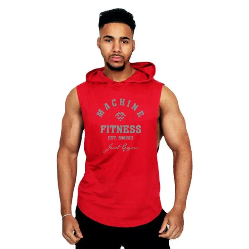 Gym Sport Hooded Clothing Summer Cotton Breathable Fitness Tank Tops Open Side Muscle Vests Mens Bodybuilding Sleeveless Hoodie
