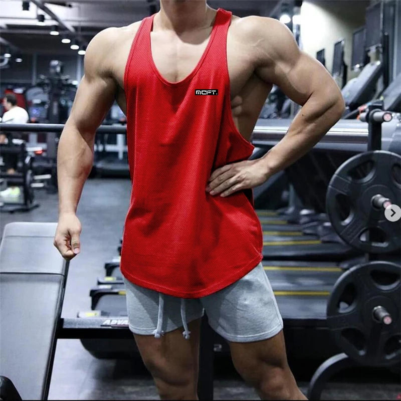 2022 Gym Workout Sleeveless Shirt Men Bodybuilding Running Clothing Fitness Sportswear Muscle For Male Y Back Tank Top