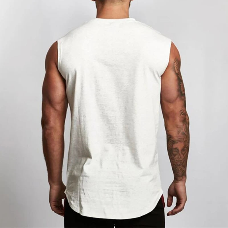 Mens Cotton Vests Gym Workout Sleeveless T Shirts Bodybuilding Muscle Clothing Fitness Sportwear Workout Muscle Tank Tops