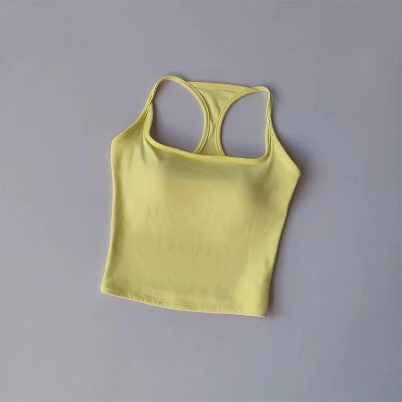 Sports and Fitness Vest with Chest Pad Summer Shockproof Beauty Back Nude Feeling Suit Pilates Training Yoga Top Yoga Clothing