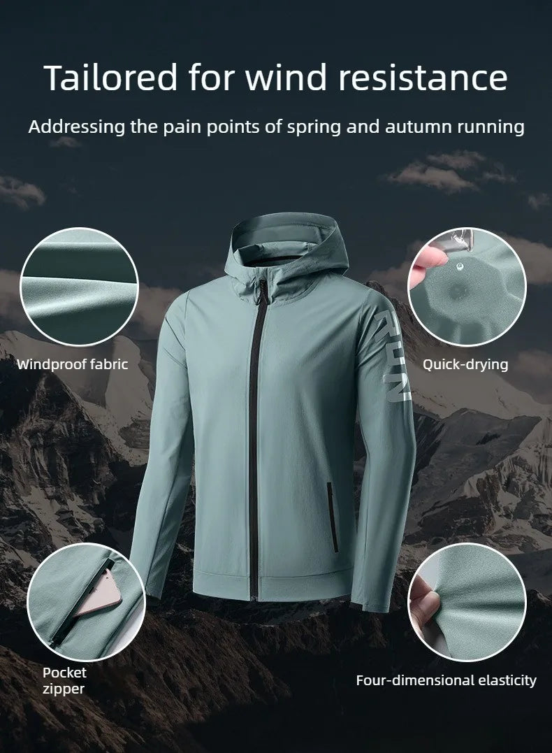 Men's Waterproof Casual Sportswear Set Tight Fitting Trendy Gym Running Clothes for Spring Summer Morning Jogging