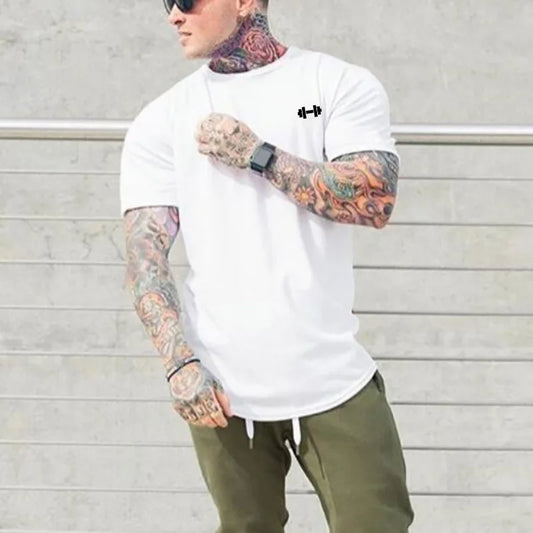 Gym Bodybuilding Workout Muscle Sportswear Mens Casual Short-sleeved Cotton Clothing Summer Fitness Breathable Slim Fit T-Shirts