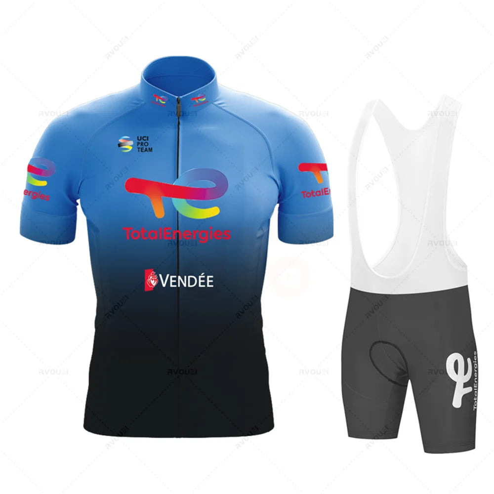 Cycling Clothing Sets for Men, Breathable Anti-UV Bicycle Wear, Short Sleeve Bike Jersey, Summer, New, Total Energies, 2025