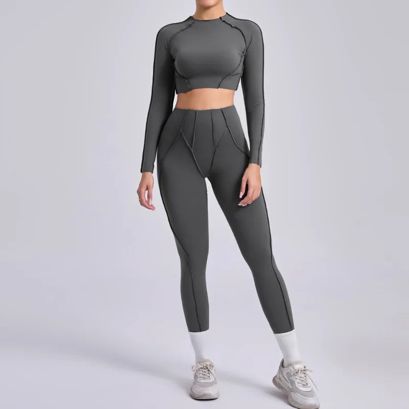 Seamless Yoga Sets Sports Fitness Peach Hip High Waist Tight Pleated Breathable Running Workout Clothing Gym Yoga Suit for Women