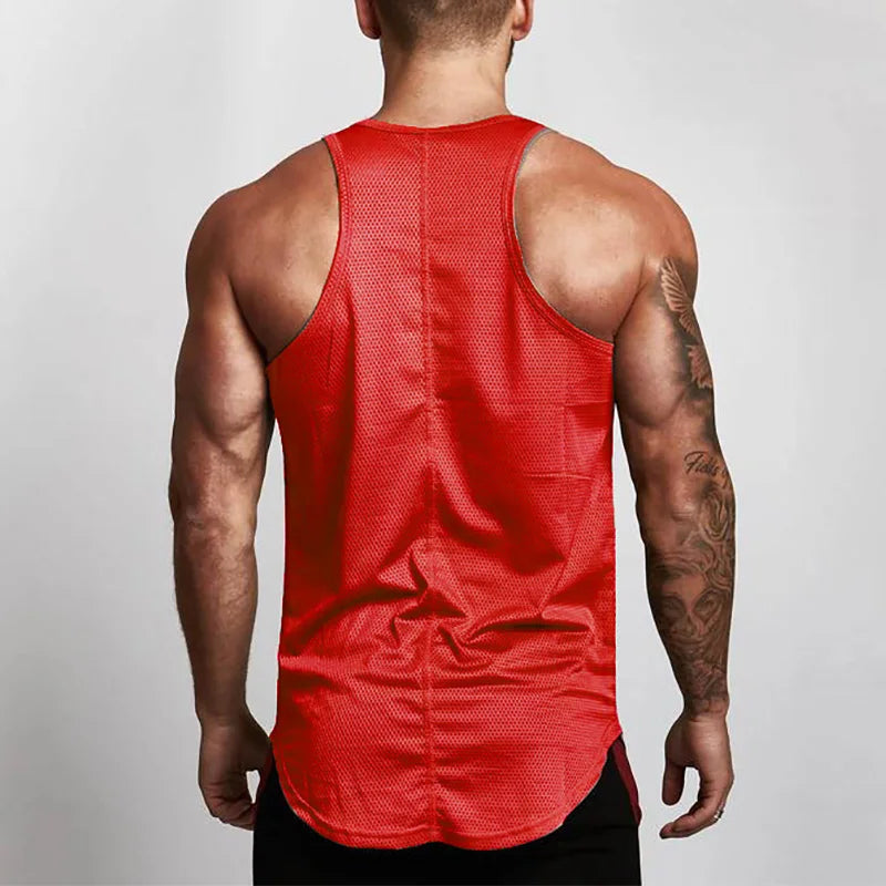 Gym Fitness Mesh Running Vests Quick Dry Clothing Casual Tank Tops Mens Bodybuilding Sleeveless Singlets Workout Man Undershirt