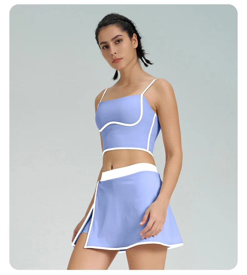 Women Gym Sports Sets Bra with Pad and Shorts Skirts Gym Biker Outdoor Training Good Elastic Athletic Yoga Vets Tights Suits