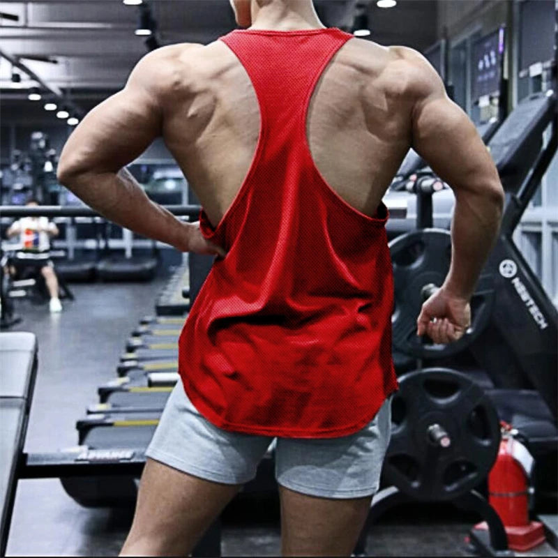 2022 Gym Workout Sleeveless Shirt Men Bodybuilding Running Clothing Fitness Sportswear Muscle For Male Y Back Tank Top