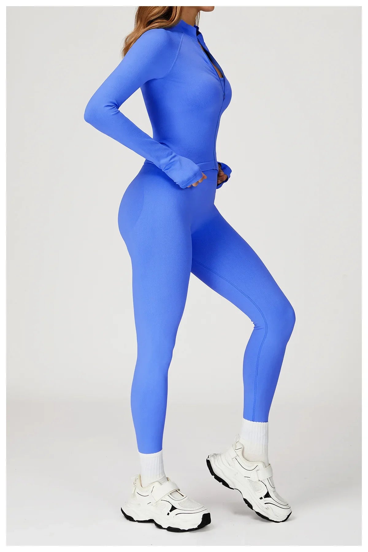 Seamless 2 Pieces Yoga Suit Sports Outfits Women Gym Set Women Tracksuit Running Workout Long Sleeve Sports Shirt Yoga Clothing