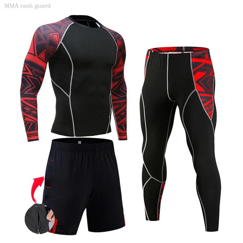 Men's Compression Sportswear Suits Gym Tights Training Clothes Workout Jogging Sports Set Running Rashguard Tracksuit For Men