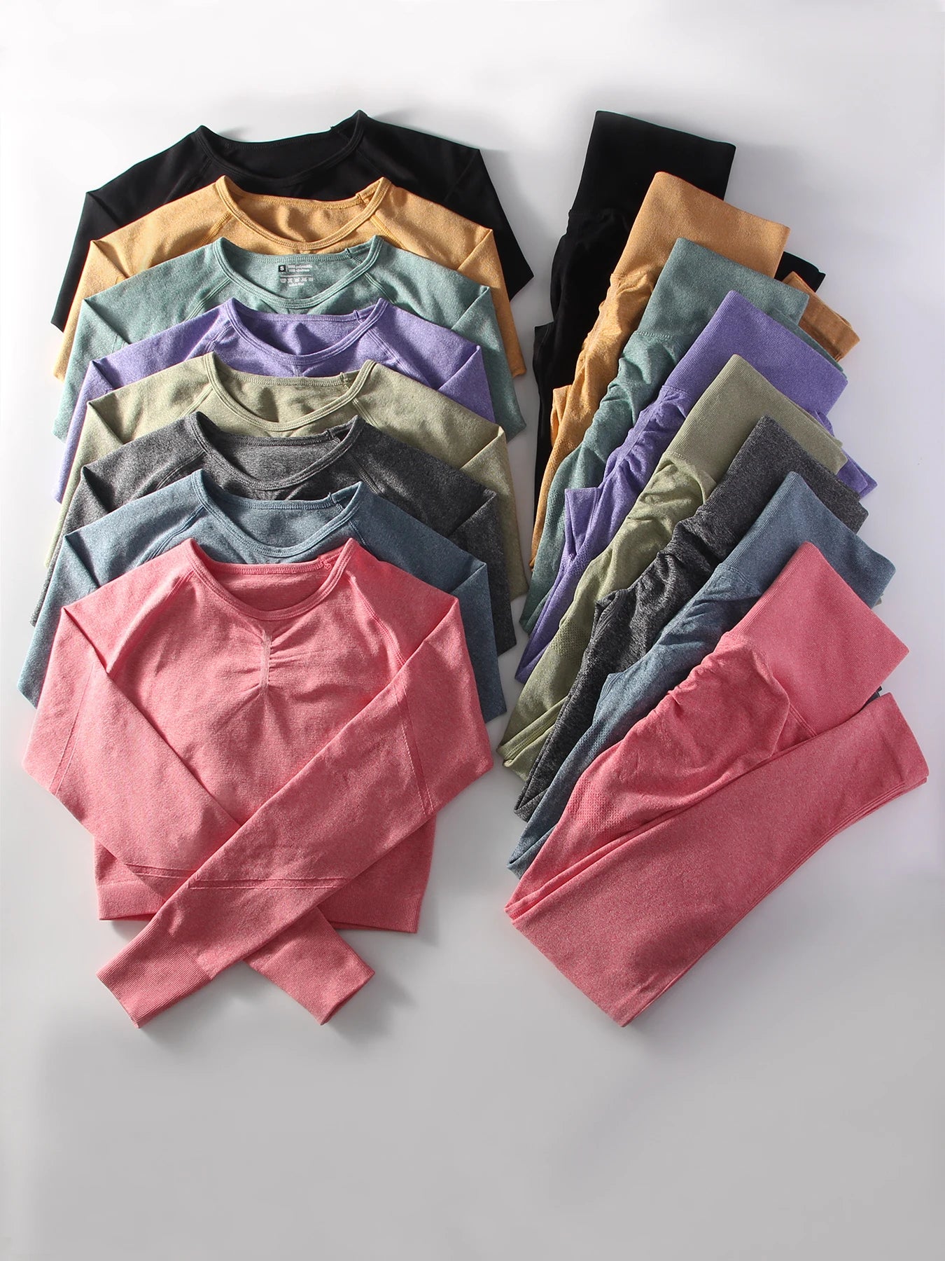 Women's 2 Piece Seamless Yoga Sportswear Set Gym Wear Fitness Wear Short Long Sleeve Top High Waist Leggings Fitness Sportswear