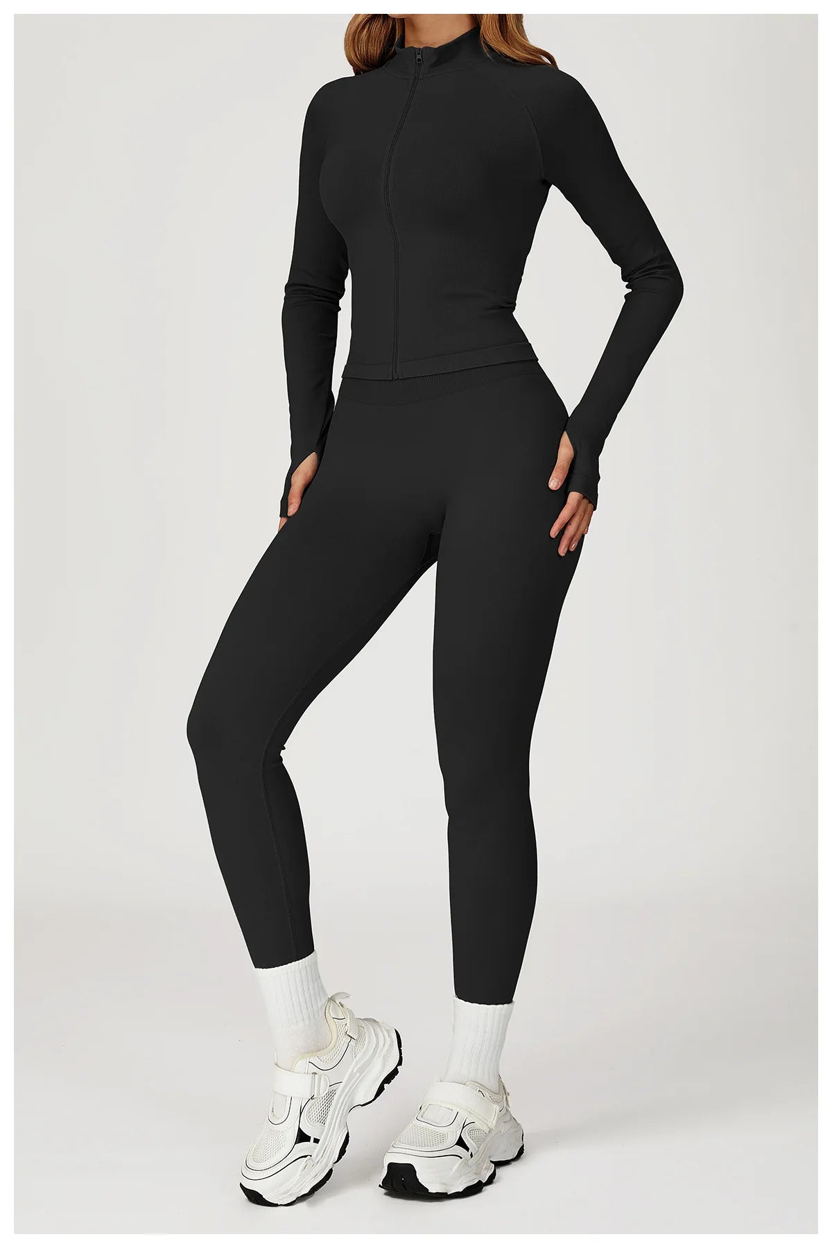 Seamless 2 Pieces Yoga Suit Sports Outfits Women Gym Set Women Tracksuit Running Workout Long Sleeve Sports Shirt Yoga Clothing