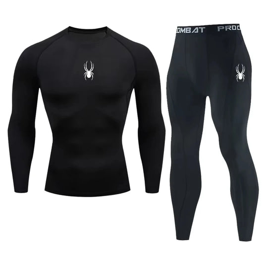 Gym Compression T-shirt Men's Long Sleeves Fitness Suit Sportswear Spring Autumn Outdoor Dry Fit Sports Running Tops 2-piece845