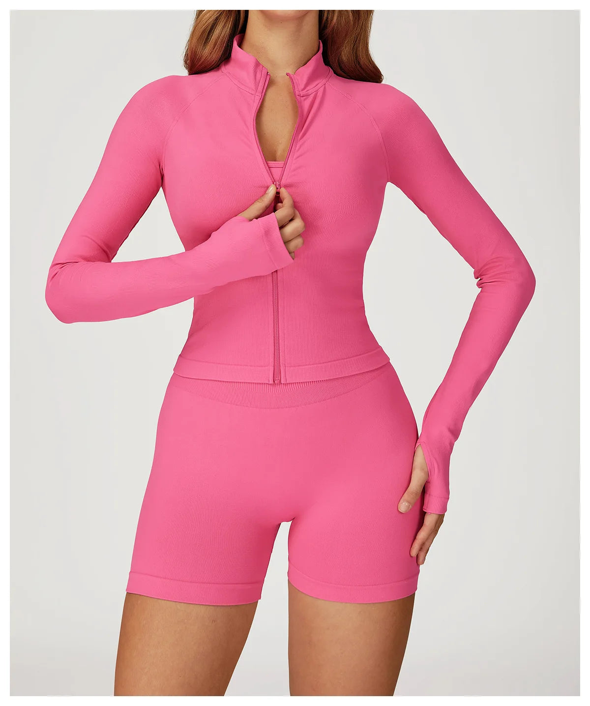 Seamless 2 Pieces Yoga Suit Sports Outfits Women Gym Set Women Tracksuit Running Workout Long Sleeve Sports Shirt Yoga Clothing