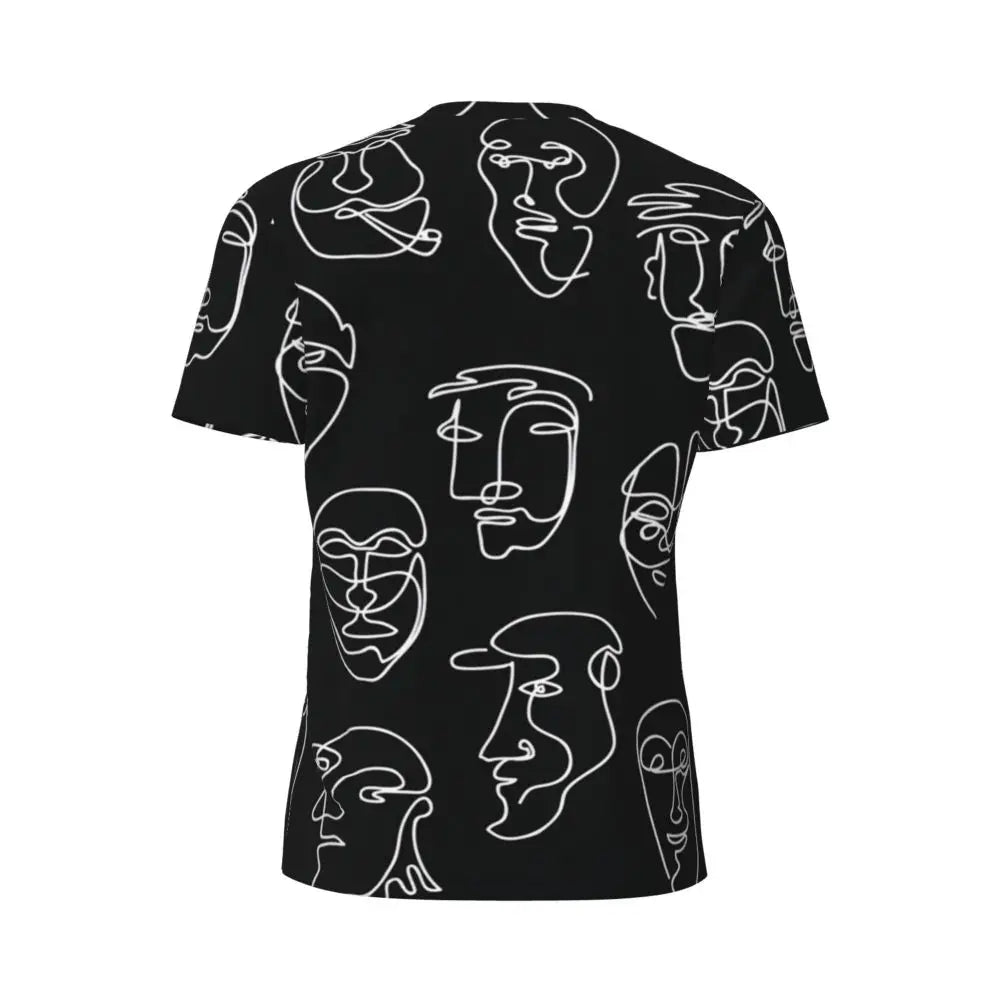 Gym T Shirt For Men Mondrian Line T-Shirts Trendy Cool Colorful Plaid Summer Tees O Neck Y2K Retro Graphic Clothing Gift Idea