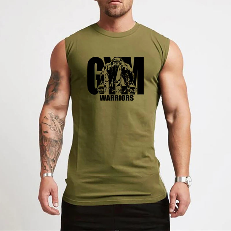 Mens Cotton Vests Gym Workout Sleeveless T Shirts Bodybuilding Muscle Clothing Fitness Sportwear Workout Muscle Tank Tops