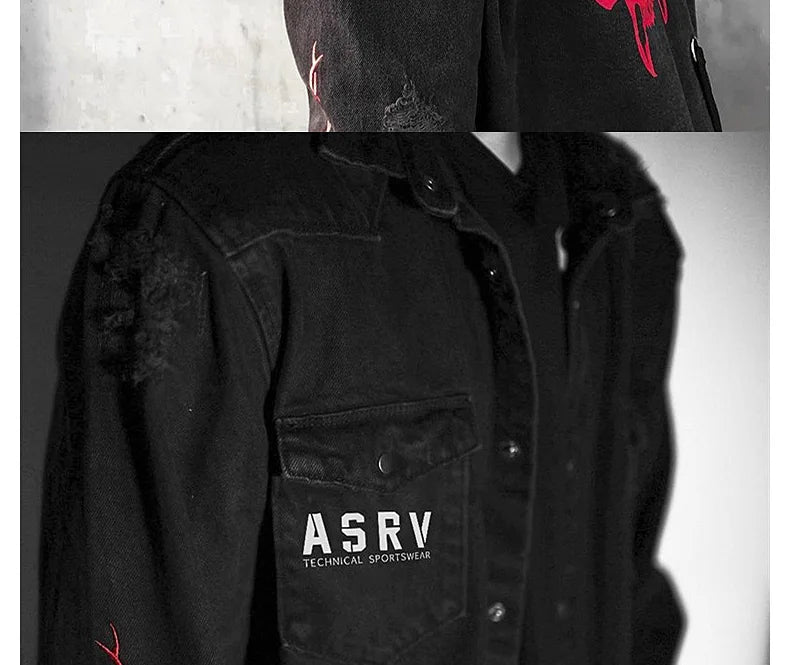 Gym Mens Denim Jacket Fashion Motorcycle Jeans Jackets Men Causal Cotton Black Sports Sweatshirt Fitness Man Outerwear Coat