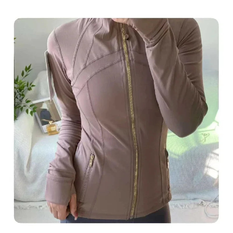 Women Zip Fitness Clothes Long Sleeve Sports Jacket Gym Clothes Woman Yoga Shirt Quick Dry Top Sunscreen Sportswear Yoga Clothes