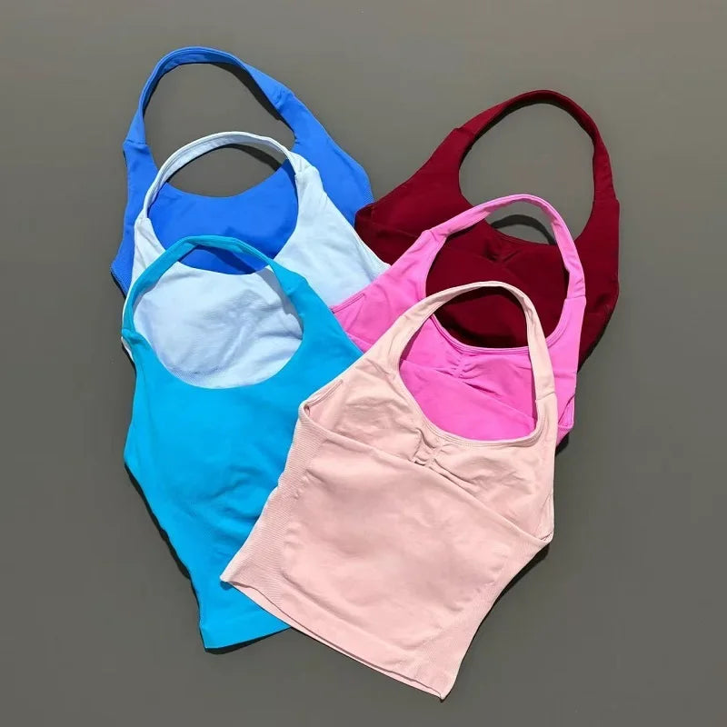 Woman  Yoga Clothing Backless Tank Tops Gym Vest  Push Up Sport Bras Running Vest Workout Tops Activewear Exercise Fitness