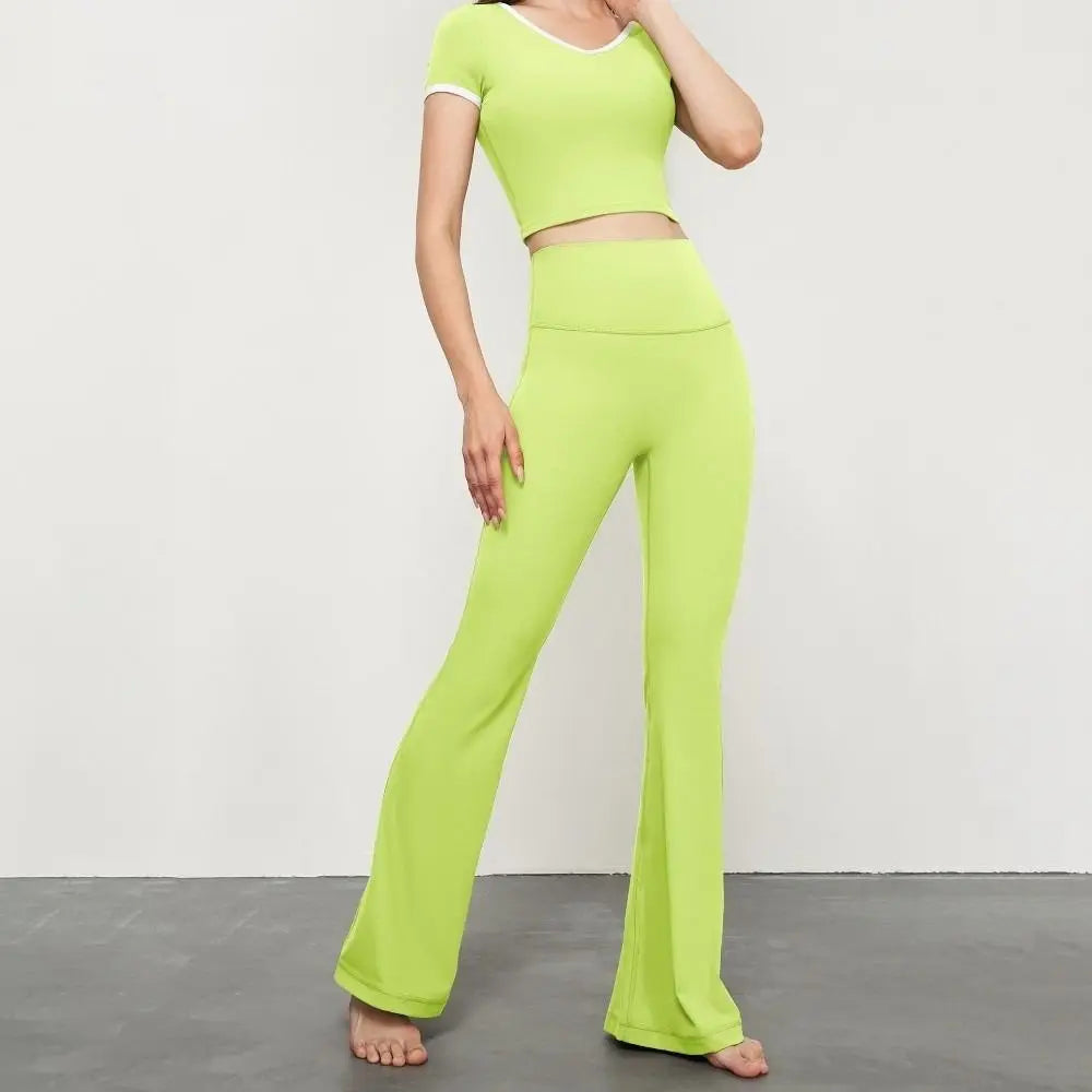 Gym High Waist Sports Flared Pants Wide Leg Hip Lifting Yoga Pants Breathable Stretchy Fitness Pants Exercise