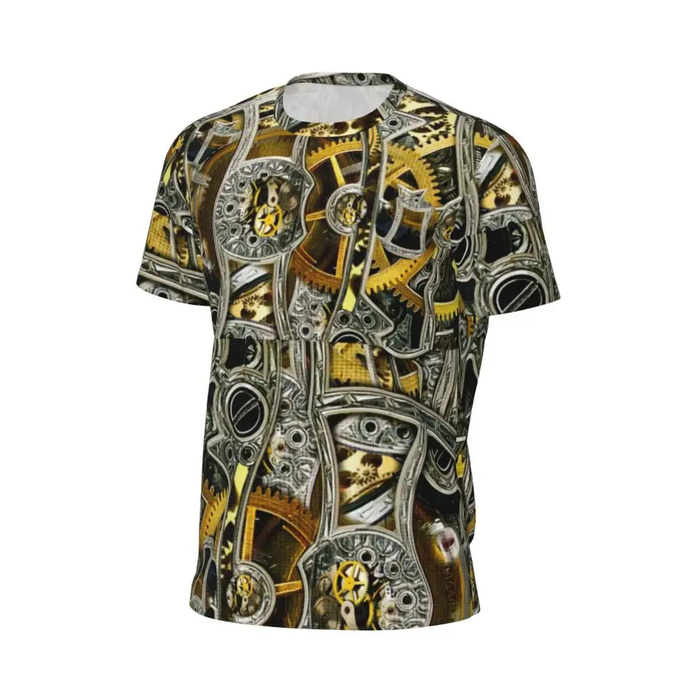 Gym T Shirt For Men Steampunk Design T-Shirts Fashion Wonderful Clockwork Vintage Summer Tees O Neck Streetwear Design Tops